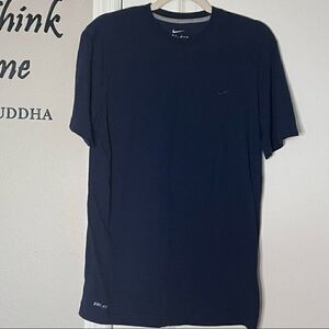 Nike Dri-Fit Mens Navy Blue Short Sleeve Casual Fit Shirt Size Medium